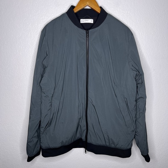 Hill City Thermal Light Bomber Jacket Men's Large Gray Water Resistant‎ - Picture 2 of 9